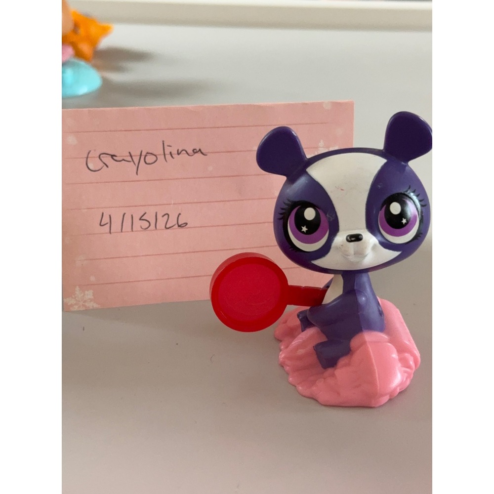Littlest‎ Pet Shop LPS Rolleroos Purple Panda Figure with Red Magnifying Glass
